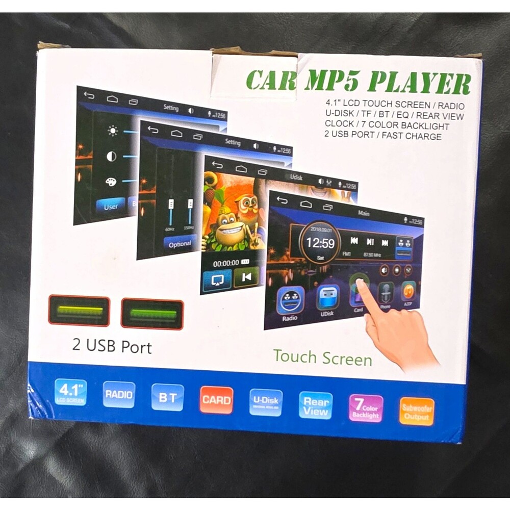 Car MP5 Player 1 DIN 4.1in Touchscreen Bluetooth USB AUX Remote X003FDYTZR
